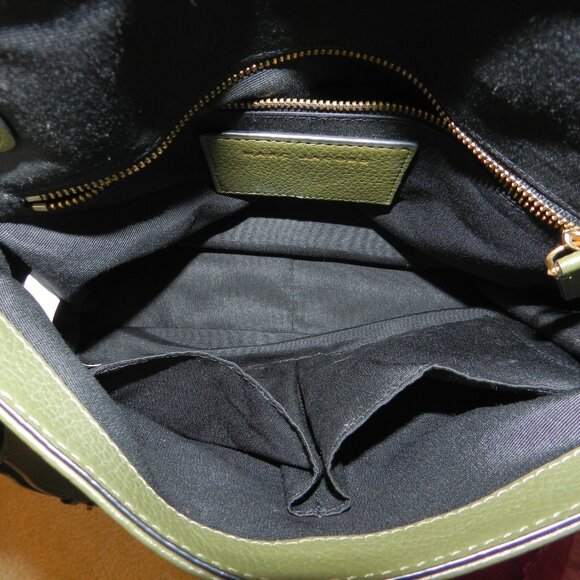 👜Marc Jacobs Recruit Nomad Saddle Pebble Leather Army Green Crossbody Bag 👜 - Picture 14 of 16